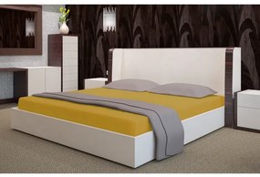 Froté plachta na posteľ s gumkou - horčicovo žltá Šírka: 160 cm | Dĺžka: 200 cm