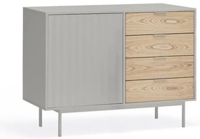 Nízka komoda v dekore duba v sivo-prírodnej farbe 108x80 cm Sierra – Teulat