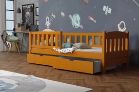 Detská posteľ z masívu borovice BEN so šuplíkmi - 200x90 cm