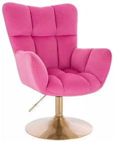 LuxuryForm DESIGN Otočné kreslo AURORA VELUR na zlatom tanieri - tmavoružové