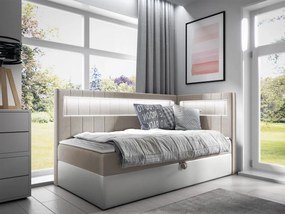 Kontinentálna jednolôžková posteľ Junior Ribezo 3, Strana: pravá, Rozmer postele: 100x200, Dostupné poťahy: ekokoža Soft 017 (biela) + Fresh 01