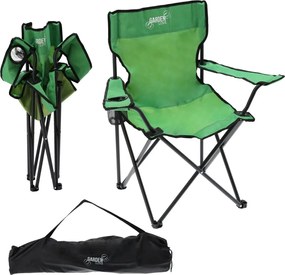 Turistická skladacia stolička zelenej farby