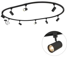 Moderný koľajnicový systém s 8 čiernymi bodovými svetlami, 1-fázový, oválny, 200 cm - Iconic Jeana