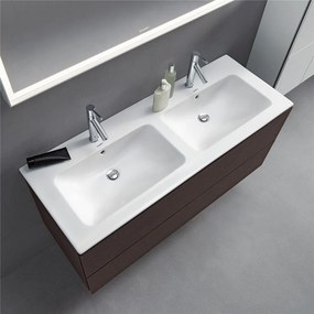 DURAVIT ME by Starck dvojumývadlo do nábytku s dvomi otvormi, dva prepady, 1300 x 490 mm, biela matná, s povrchom WonderGliss, 23361332001