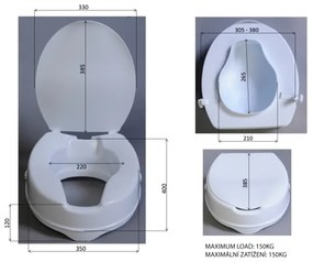 Ridder - Zvýšené WC sedátko biele