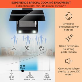 Klarstein Clara 60, digestor, 509 m³/h, dotykový displej, ambientné podsvietenie