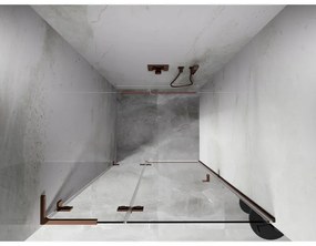 Mexen Lunar L, Otočné ľavé sprchové dvere 95 cm, 8mm číre sklo, ružové zlato profil, 834L-095-000-60-00-L