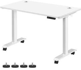 Výškovo nastaviteľný písací stôl, elektrický, 71-117x120x60cm, biely