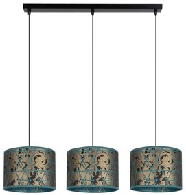 Luster na lanku REZO 3xE27/60W/230V zlatá/tyrkysová