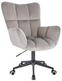 LuxuryForm DESIGN Kreslo AURORA VELUR na čiernej podstave s kolieskami - svetlo šedé