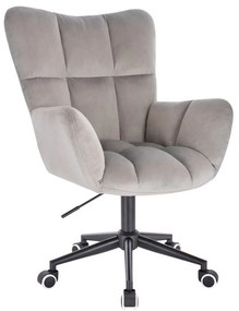LuxuryForm DESIGN Otočné kreslo AURORA VELUR na čiernej podstave s kolieskami - svetlosivé