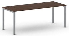 Rokovací kancelársky stôl PRIMO SQUARE, 200x80 cm, sivostrieborná podnož, orech