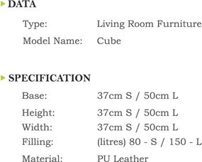 INTERMEDIC Sedací Vak Cube L 150L Farba: E13 - Hnedá tmavá (Ekokoža)