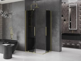 Mexen Velar Duo, sprchový kút s posuvnými dverami 90 x 80 cm, 8mm šedé sklo, zlatá matná, 871-090-080-42-55