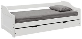 Masívna posteľ s výsuvnou prístelkou 90x200, LAURA NEW Farba: Biela