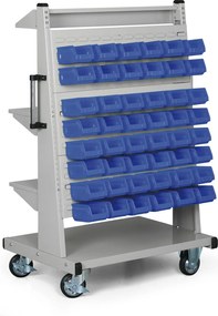 Pojazdný dielenský stojan na náradie a boxy, perforovaná stena, 3 police, prázdny