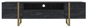 TV stolík Verica 200 cm s otvorenou policou - charcoal / zlaté nožičky