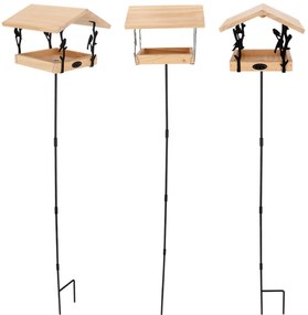 Zapichovacie kŕmidlo pre vtáky Rhi, 131,5x24,5x24,5 cm, drevo/kov, hnedá