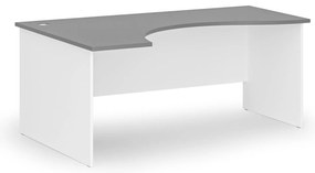 Ergonomický kancelársky písací stôl PRIMO WHITE, 180x120 cm, ľavý, biela/grafit