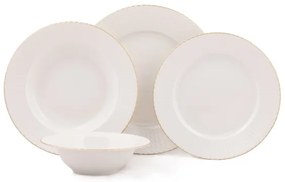 Jedálenská súprava 24 ks biela/zlatá/porcelán
