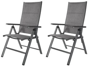 Livarno home Hliníkové kreslo Toronto s vysokým operadlom, antracitové, 2 kusy  (100385922)