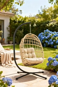 Skládací závěsné houpací křeslo Houseland Chloe pískové