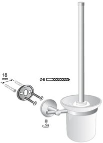 BISK Erga FOR YOU, nástenná toaletná WC kefa, chrómová, ERG-01182