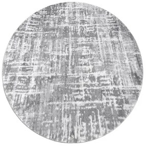 Moderný MEFE koberec okrúhly 8722 Pásy vintage - Štrukturálny, dve vrstvy rúna sivá / biela Veľkosť: kruh 160 cm