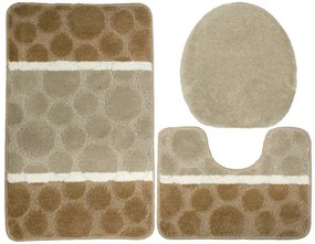 Sada kúpeľňových koberčekov SIENA béžová, bodky / pruhy