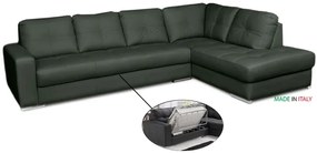 Kožená sedacia súprava s rozkladom na každodenné spanie ALEXIE – rohová, pravá, zelená (green 321)