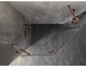Mexen Lunar, Päťuholníkový sprchový kút Mexen Lunar s výklopným ľavým oknom 100 x 90 cm, 8mm číre sklo, profil ružové zlato, 831-100L-090P-60-00-L