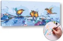 Maľovanie podľa čísel VTÁKY V ZIME  – stredná náročnosť