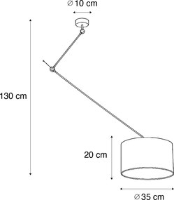 Závesná lampa čierna so zamatovým tienidlom taupe 35cm - Blitz