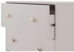 Krémová nízka detská komoda z borovicového dreva 90x80 cm Enola – Marckeric