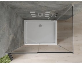 Mexen Omega, sprchový kút s posuvnými dverami 140 (dvere) x 90 (stena) cm, 8mm šedé sklo, chrómový profil + slim sprchová vanička biela + chrómový sifón, 825-140-090-01-40-4010