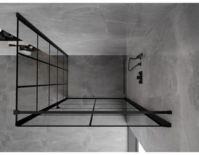 Mexen Mist-B, 1-krídlový výklopný sprchový kút, pravý, 100 x 95 cm, číre sklo-čierna mriežka, 8A2T-100-095-70-77-P