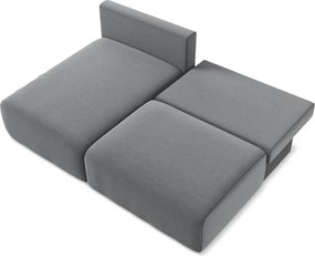 Sivá zamatová rozkladacia/s úložným priestorom rohová pohovka (ľavý roh/s leňoškou) Kalena – Makamii