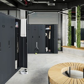 Kovová šatňová dvojmodulová skriňa s medzistenou KACPER, 800 x 1800 x 500 mm, antracitová