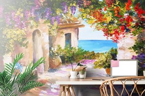 Krásna tapeta maľovaný domček pri mori