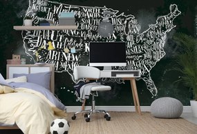 Samolepiaca tapeta náučná mapa USA s jednotlivými štátmi - 375x250