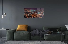 Sklenený obraz Varšava Mesto nočné panorama 125x50 cm