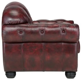 furniture-nabytek.cz - Masívne kreslo Chesterfield Hereford z pravej kože, červené – 112×96×94 cm