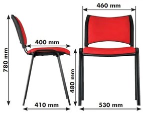 Konferenčná stolička SMART - čierne nohy s podrúčkami