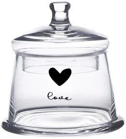 Sklenená dóza so srdiečkom Love Birds - Ø12*13 cm
