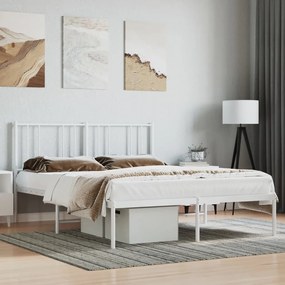 Kovový rám postele s čelom biely 120x190 cm 352526