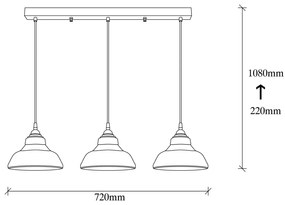 Závesný luster s 3 žiarovkami Dilberay III čierny