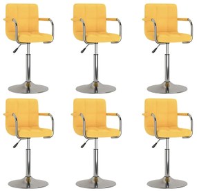 Otočné jedálenské stoličky 6 ks horčicovo-žlté látkové