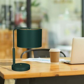 Stolná lampa Verde, 1x zelené textilné tienidlo, gr