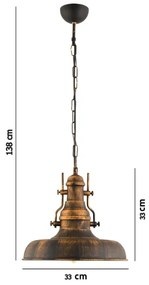 Luster na reťazi 1xE27/40W/230V bronzová
