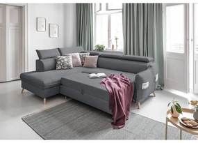 Tmavosivá rozkladacia rohová pohovka (ľavý roh) Sweet Harmony – Miuform